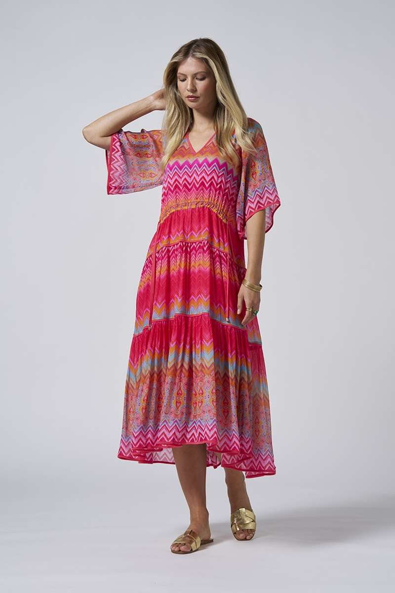 Rosita Midi Dress in Rouge Multi LS2833 by Loobie's Story