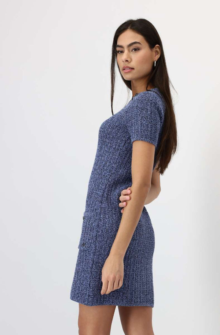Round Neck Dress 408483MNR in Indigo by Monari in 38