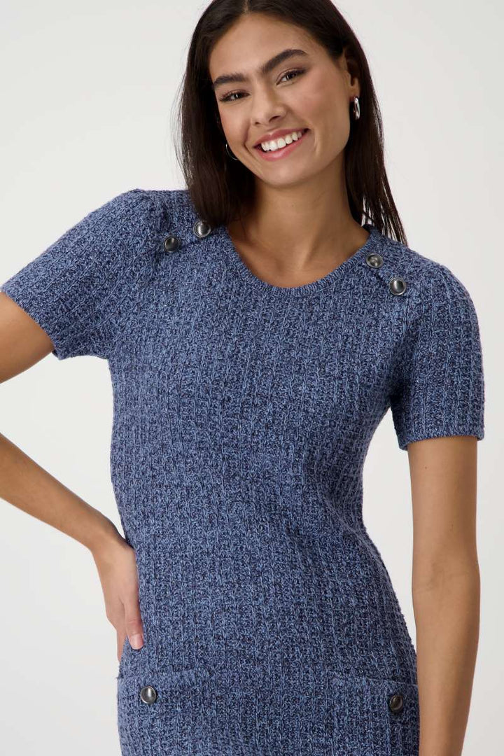 Round Neck Dress 408483MNR in Indigo by Monari in 38