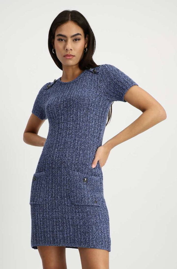 Round Neck Dress 408483MNR in Indigo by Monari in 38