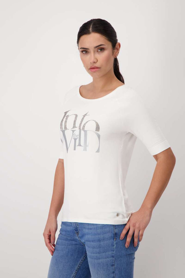 Round Neck T-Shirt 408192MNR in Off White by Monari in 36