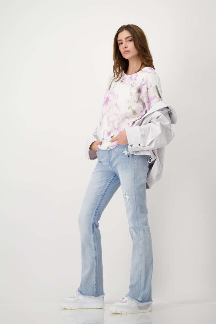 Round Neck T-Shirt 408225MNR in Lavender Rose Pattern by Monari in 38