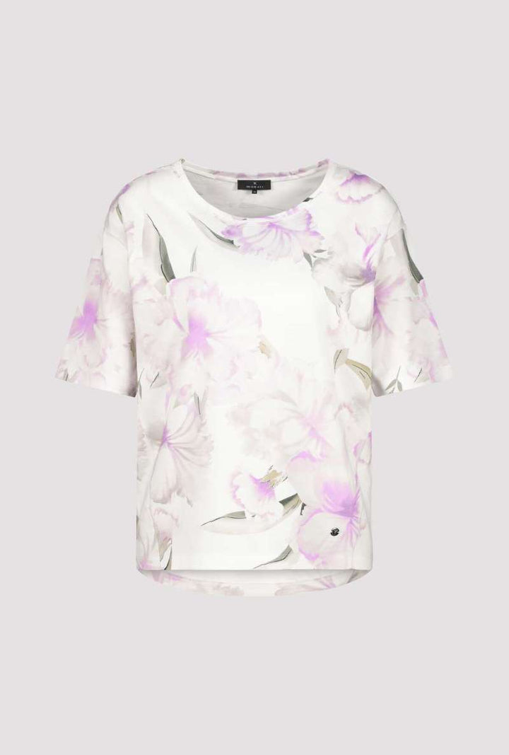 Round Neck T-Shirt 408225MNR in Lavender Rose Pattern by Monari in 38