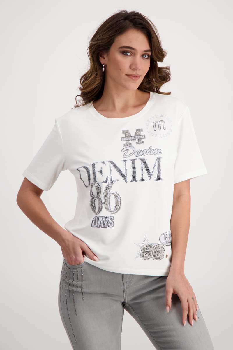 Round Neck T-Shirt 408384MNR in Off-White by Monari
