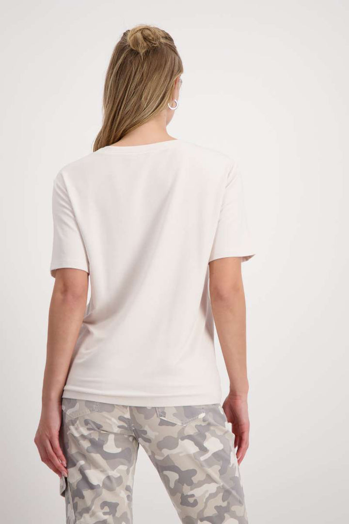 Round Neck T-Shirt 408384MNR in Peanut by Monari in 44