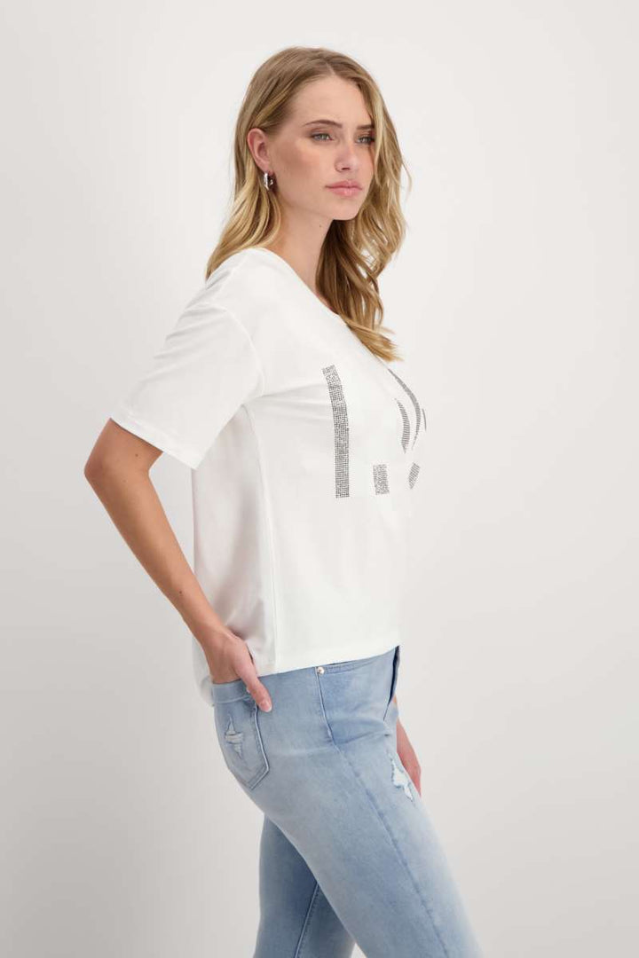 Round Neck T-Shirt 408542MNR in Off White by Monari in 44