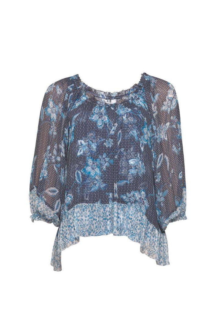 Loobie's Story Shibori Blouse in Indigo Multi LS2447 by Loobies Story in 8 / Indigo Multi