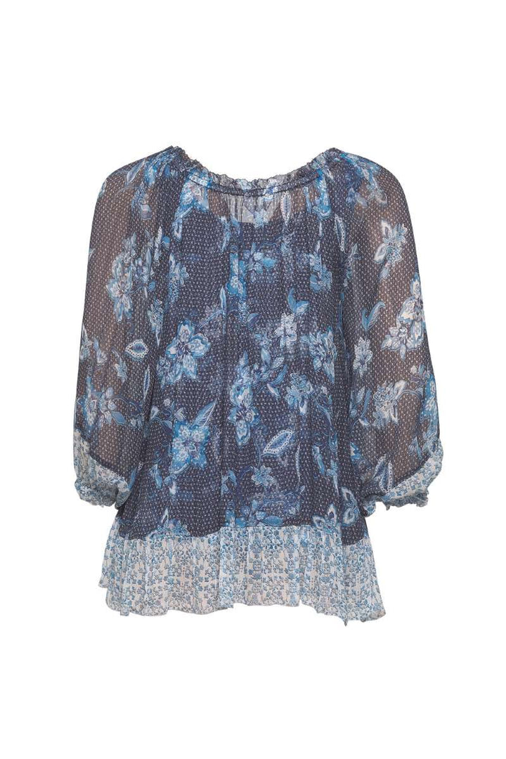 Loobie's Story Shibori Blouse in Indigo Multi LS2447 by Loobies Story in 8 / Indigo Multi