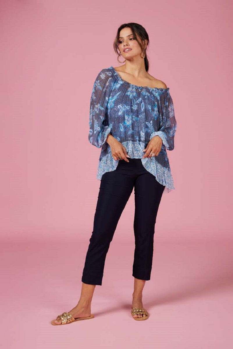 Shibori Blouse in Indigo Multi LS2447 by Loobies Story