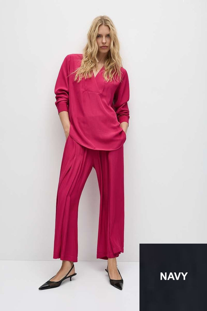 Soft Vent Pant In Fig, Black & Navy F67 1676 by Mela Purdie in 24 / Fig
