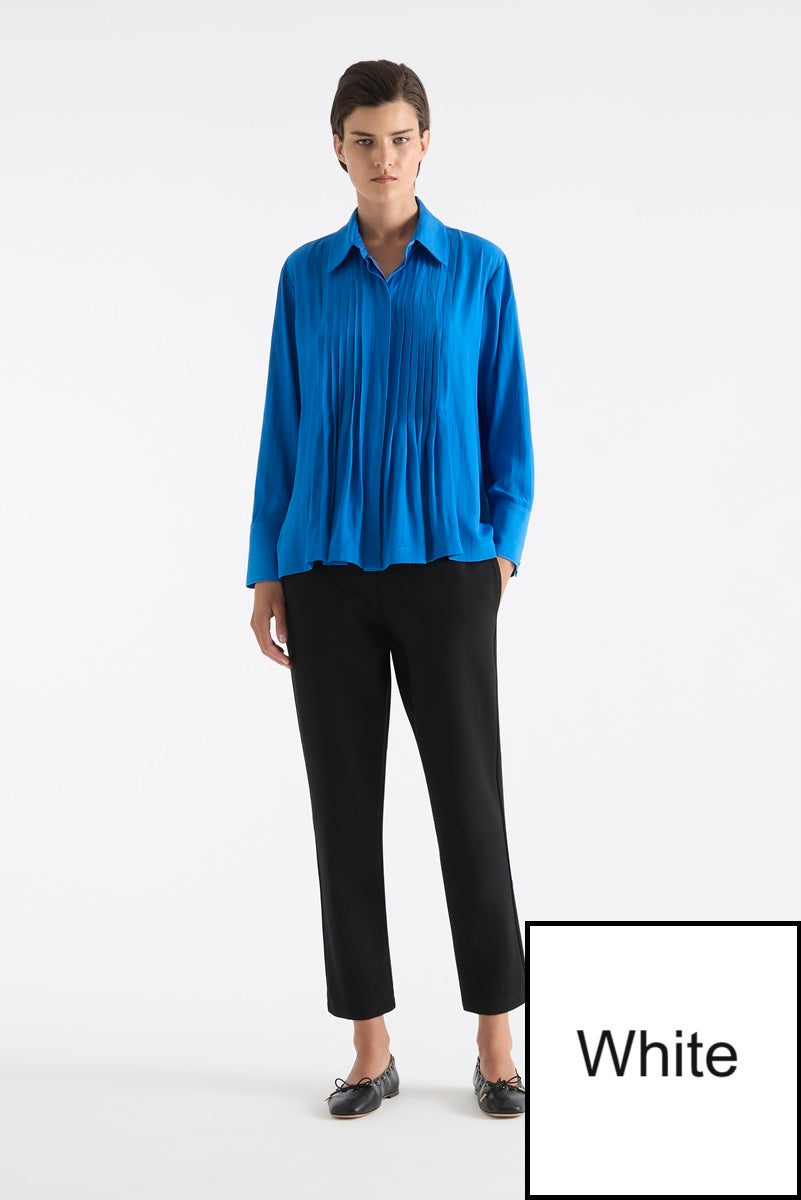 Straw Pleat Shirt in White F67 8371 by MELA PURDIE