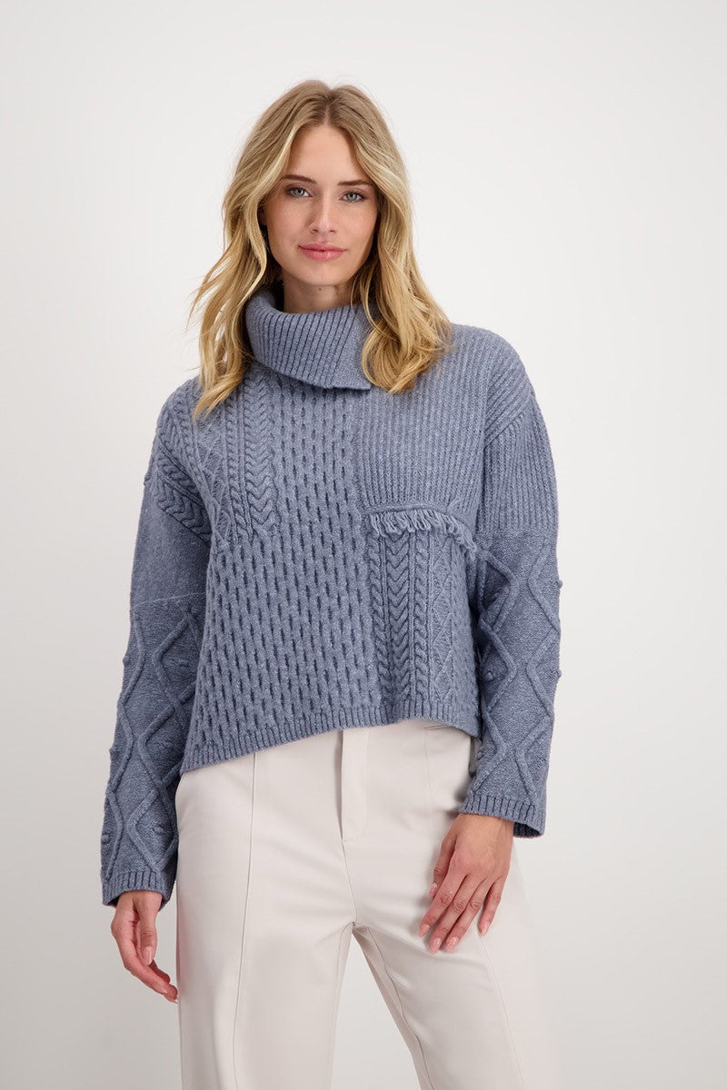 Sweater Structure Mix 807427MNR in Smokey Blue by Monari