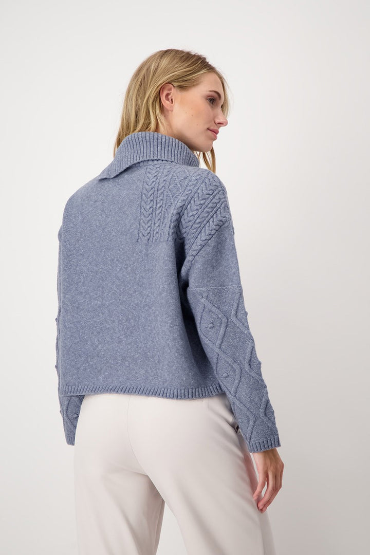 Sweater Structure Mix 807427MNR in Smokey Blue by Monari in 34