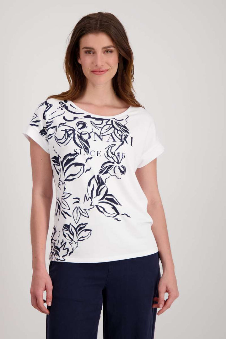 T-Shirt Flower Placed in White 408023MNR by Monari  - OUTLET SALE in 34 / White