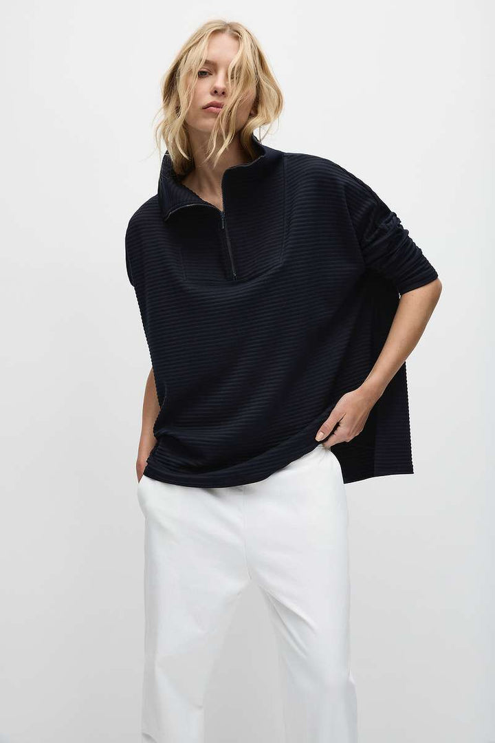 Mela Purdie Tapered Flat Pant in Stone, Black & Leather Twill F416 1831 by MELA PURDIE in 18 / Stone1
