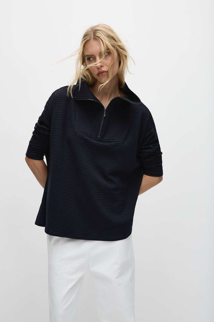 Mela Purdie Tapered Flat Pant in Stone, Black & Leather Twill F416 1831 by MELA PURDIE in 18 / Stone1