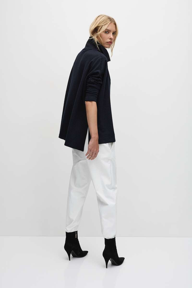 Tapered Flat Pant in Stone, Black & Leather Twill F416 1831 by MELA PURDIE