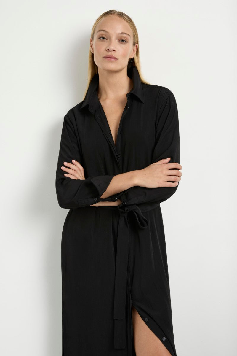 Tie Shirt Dress in Black F67 3285 by MELA PURDIE