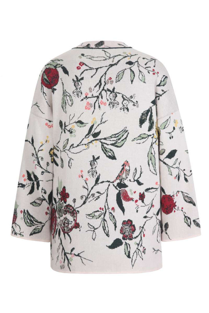 V-Neck Cardigan, Floral Pattern in Off White 242521 by IVKO in 42 / Off White
