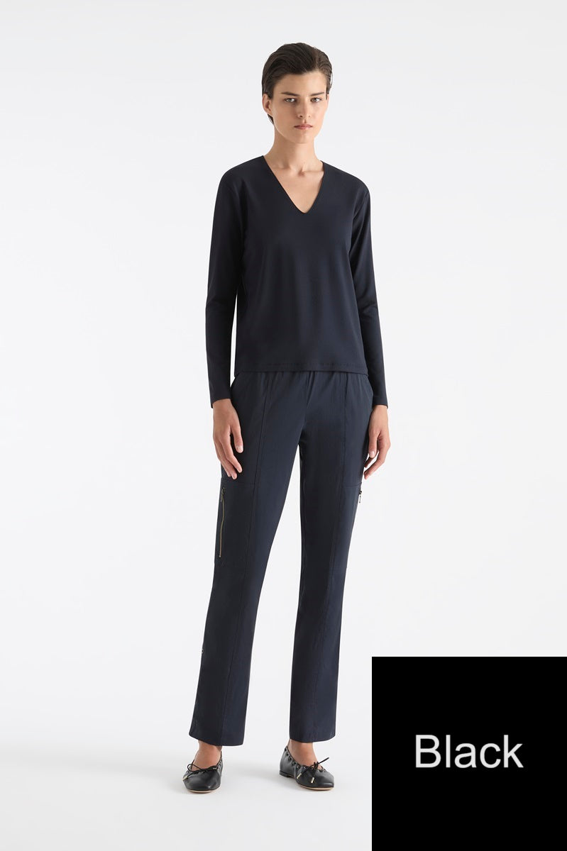 V Neck Top in Black F01 7785 by MELA PURDIE