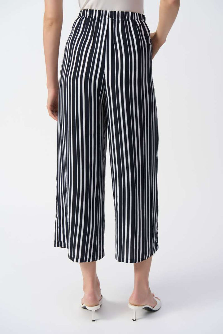 Woven Stripe Print Culotte Pants in Vanilla/Midnight Blue 251162 by Joseph Ribkoff in 6 / Vanilla Midnight Blue