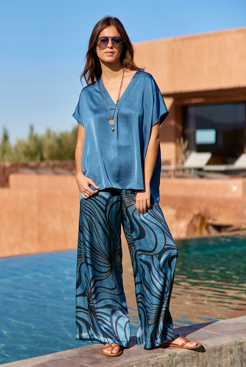 Woven Top in Indigo TICKYLW by Lauren Vidal