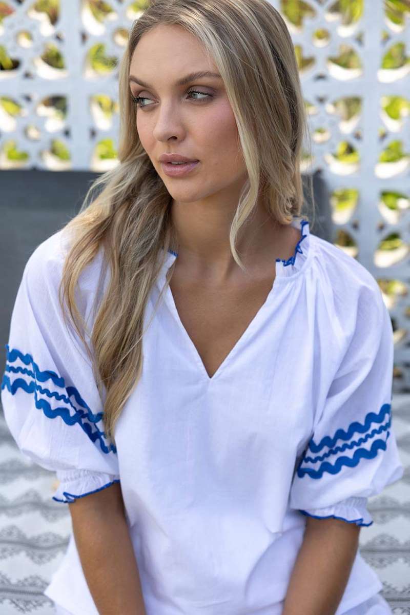 Ziggy Blouse in White HS24322 by Humidity Lifestyle