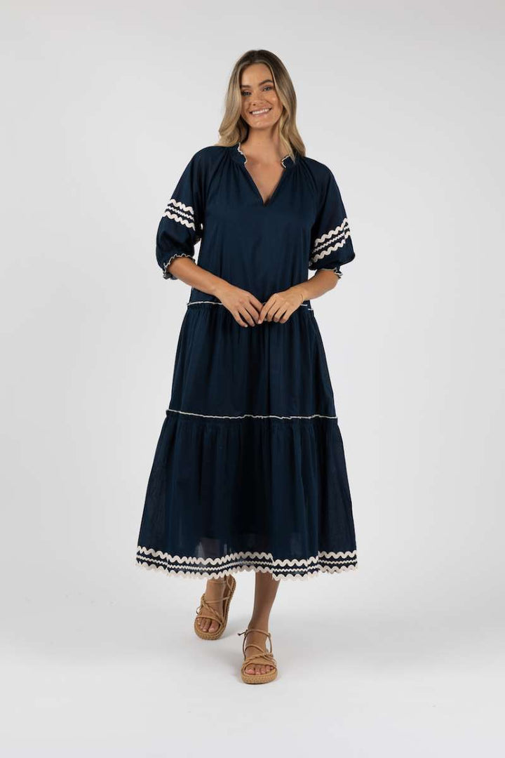 Ziggy Maxi Dress in Navy HS24321 by Humidity Lifestyle in XS