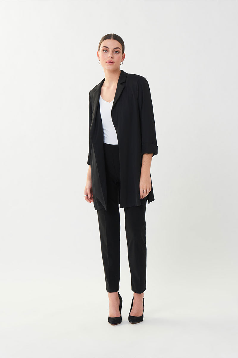 Oversized Blazer 211361 in Black and Moonstone by Joseph Ribkoff