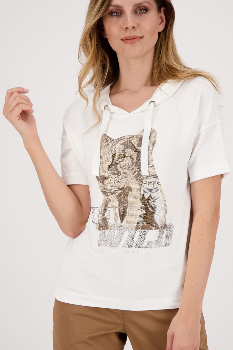 T-shirt Lion Stud in Off White 406412MNR by Monari