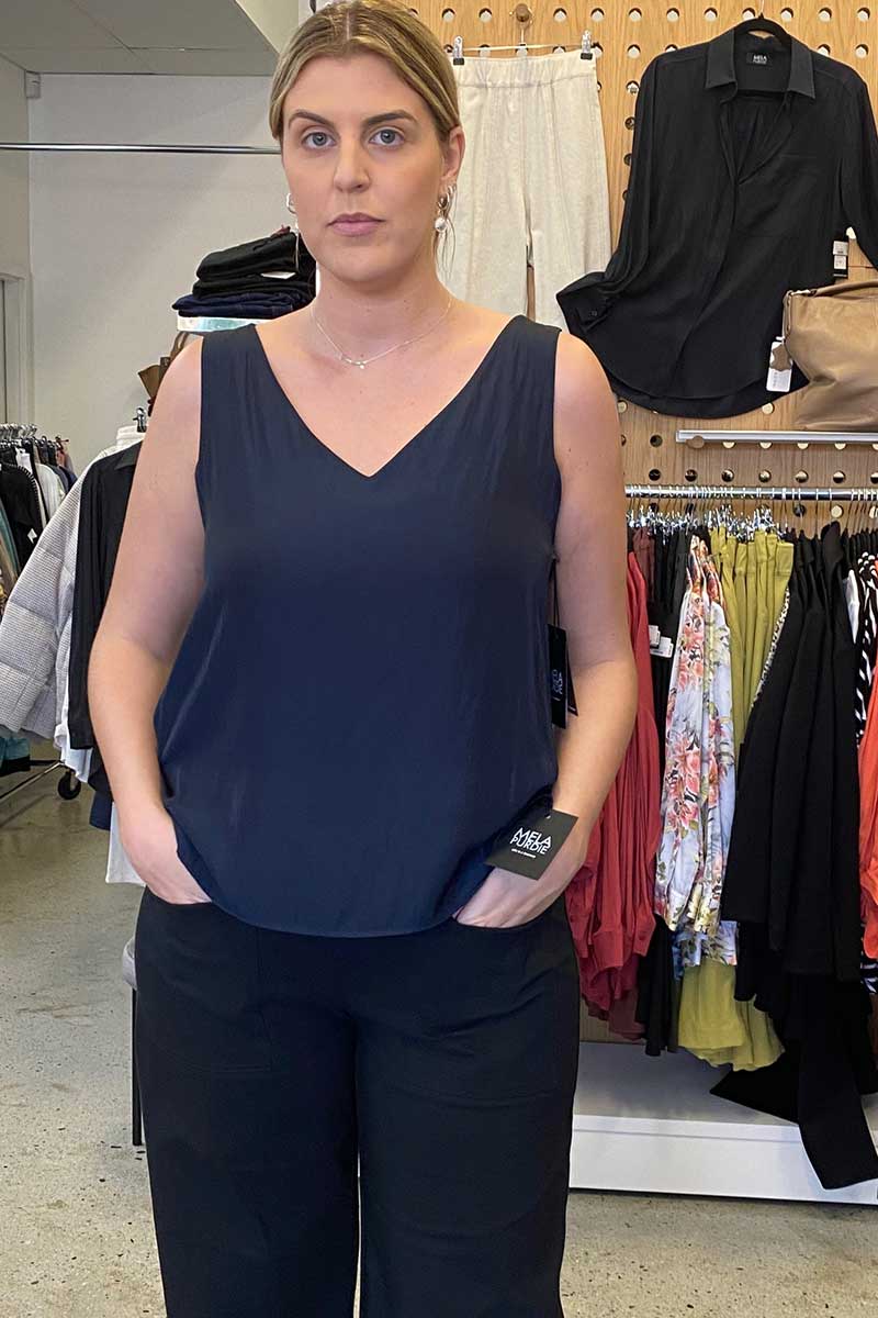 Audrey Tank in navy by Mela Purdie