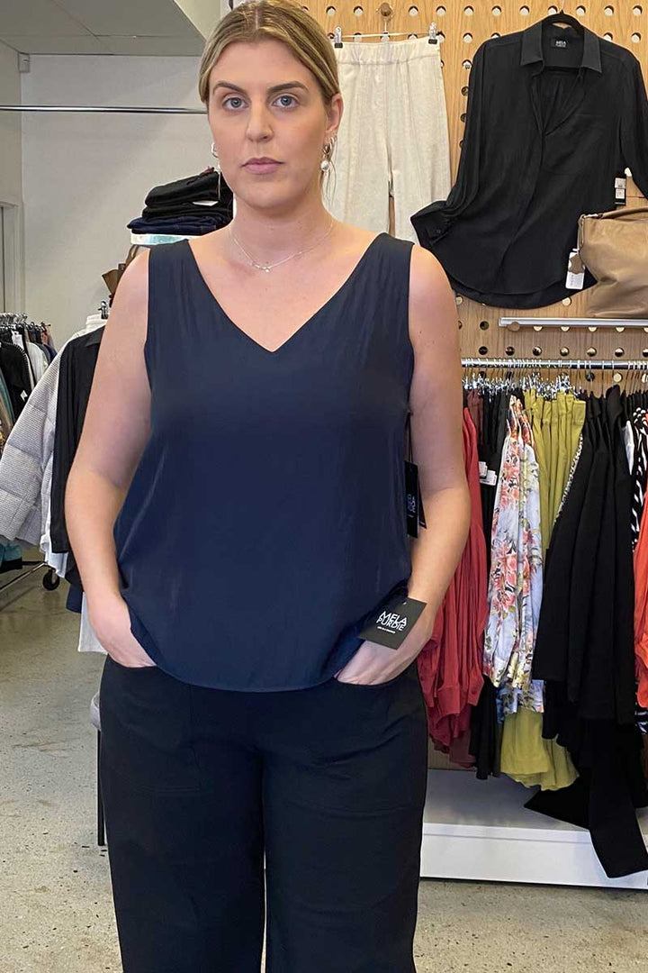 Audrey Tank F67 2703 in Black, White, Navy, Carmine, Putty, Poppy, Carbon by Mela Purdie in 6 / White