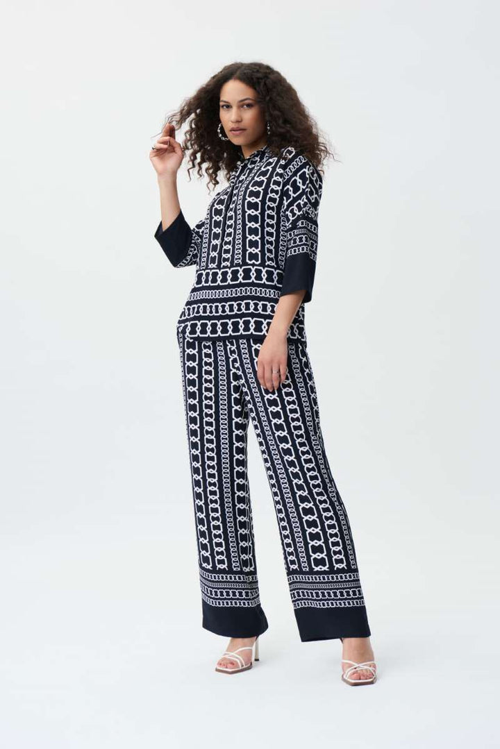 Chain Printed Top in Midnight Blue Multi 231215 by Joseph Ribkoff  - OUTLET SALE in 2 / Midnight Blue Multi