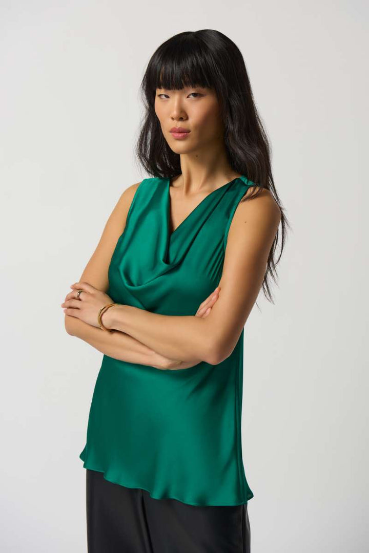 Cowl Neck Satin Top in Opulence 233048 by Joseph Ribkoff in 2 / Opulence