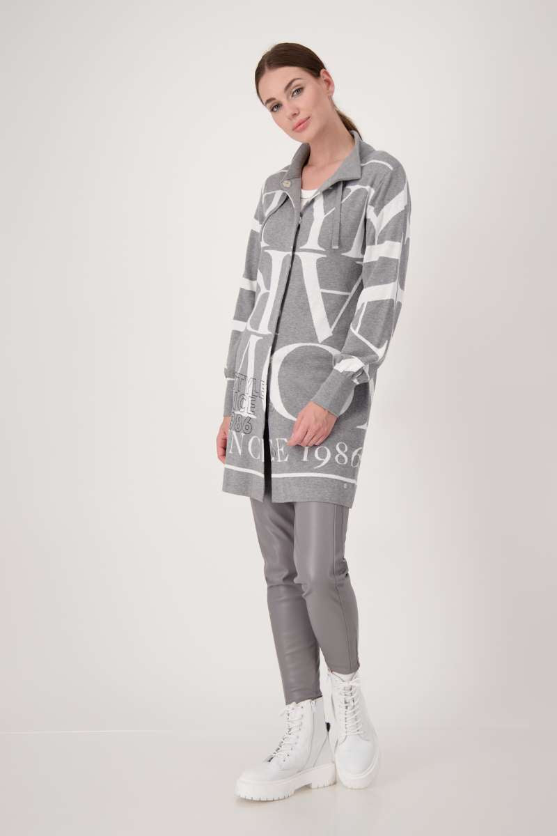 Jacket Knit Coat Font in Platinum Pattern 806435MNR by Monari