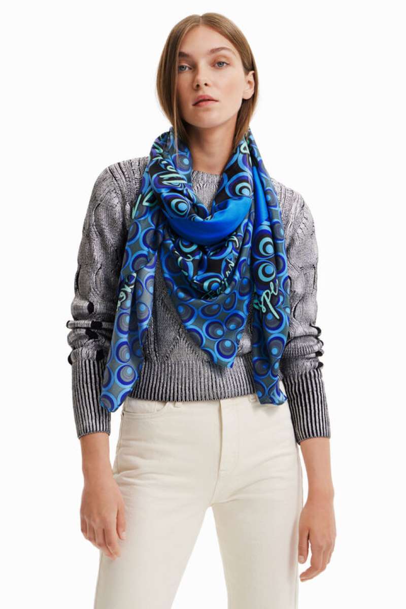 XL Square Geometric Foulard in Navy 22WAWA11 by Desigual