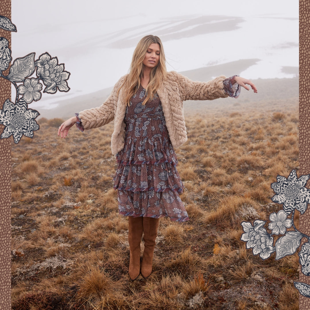 Loobie's Story Autumn winter collection - Love Story Image with astra Fur jacket and besotted dress