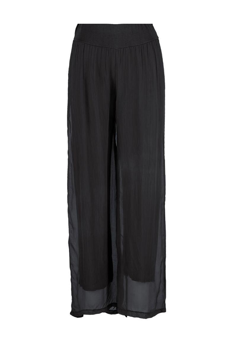 Woven Floaty Pant in Navy Black and Taupe 11/8897U From M Made in Italy