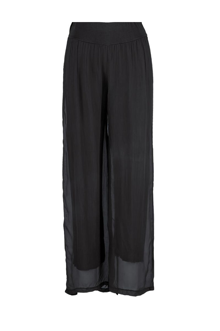 Woven Floaty Pant in Navy Black and Taupe 11/8897U From M Made in Italy