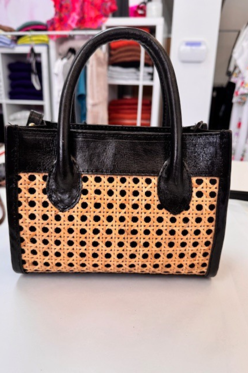 Rattan and Leather Handbag