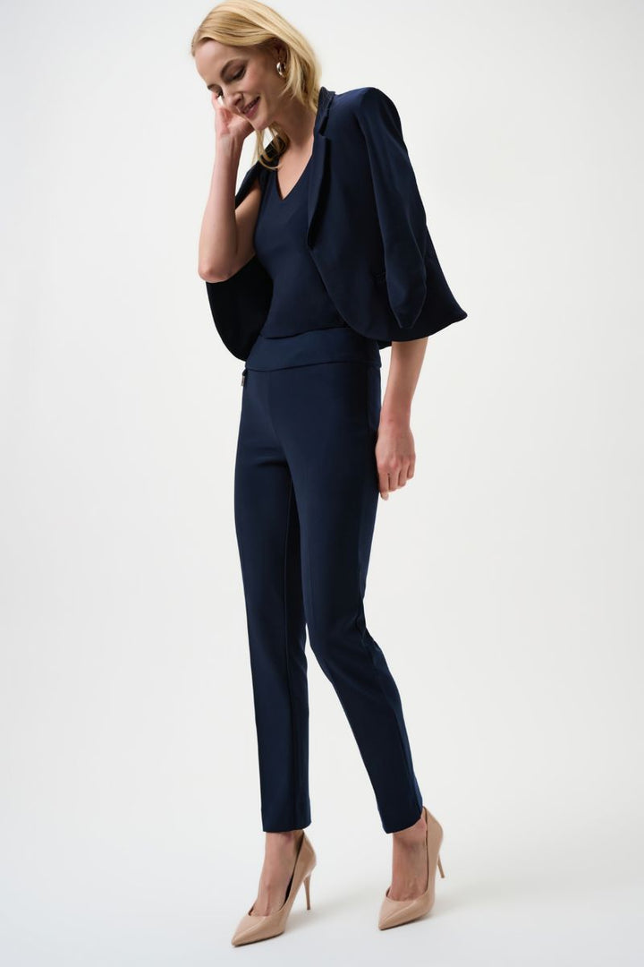 The Wonder Pant A Classic Tailored Slim Pant 144092 in Black, White, Navy, Moonstone & Vanilla by Joseph Ribkoff in Black / 4