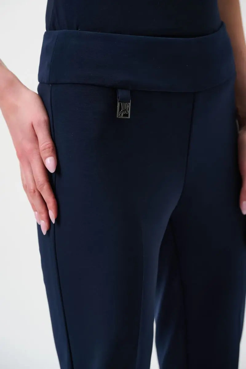 Woman wearing Joseph Ribkoff 144092 midnight blue pull on pant detail