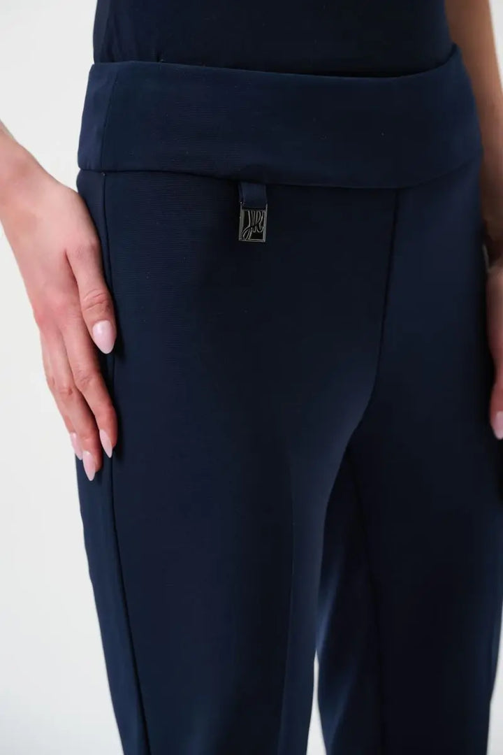 Woman wearing Joseph Ribkoff 144092 midnight blue pull on pant detail