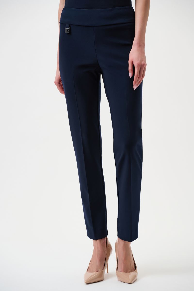 Woman wearing Joseph Ribkoff 144092 midnight blue tailored pant