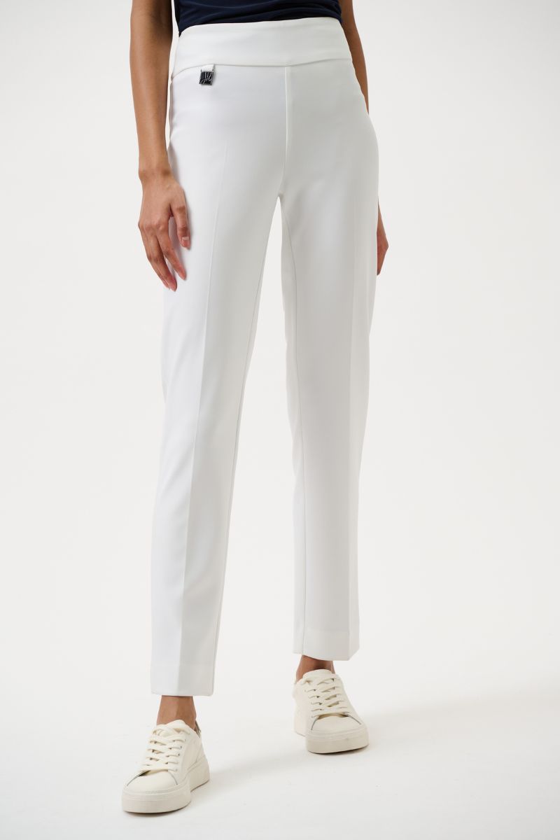Woman wearing Joseph Ribkoff 144092 white pull on pant detail
