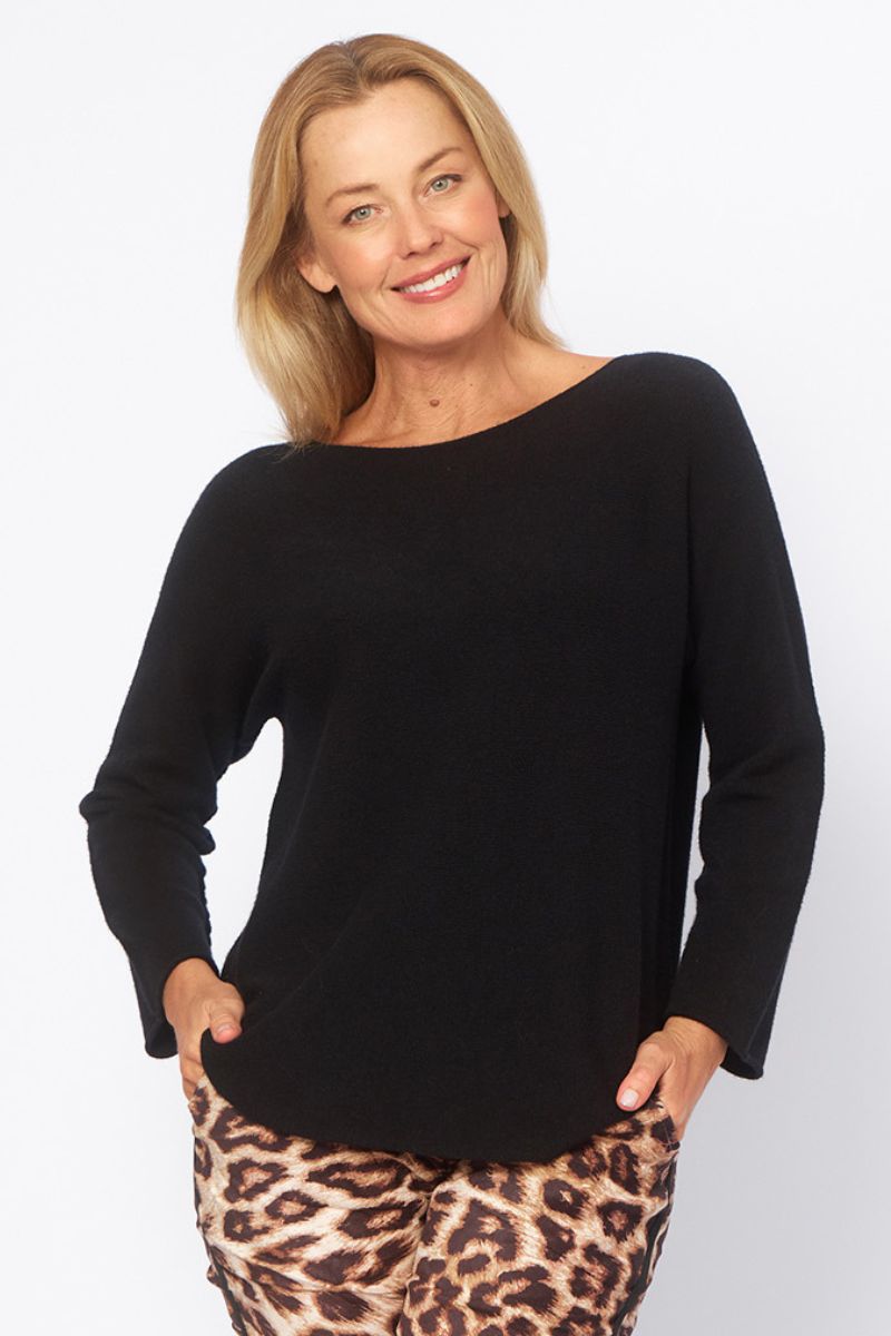 Soft Knit Top in Black by La Strada