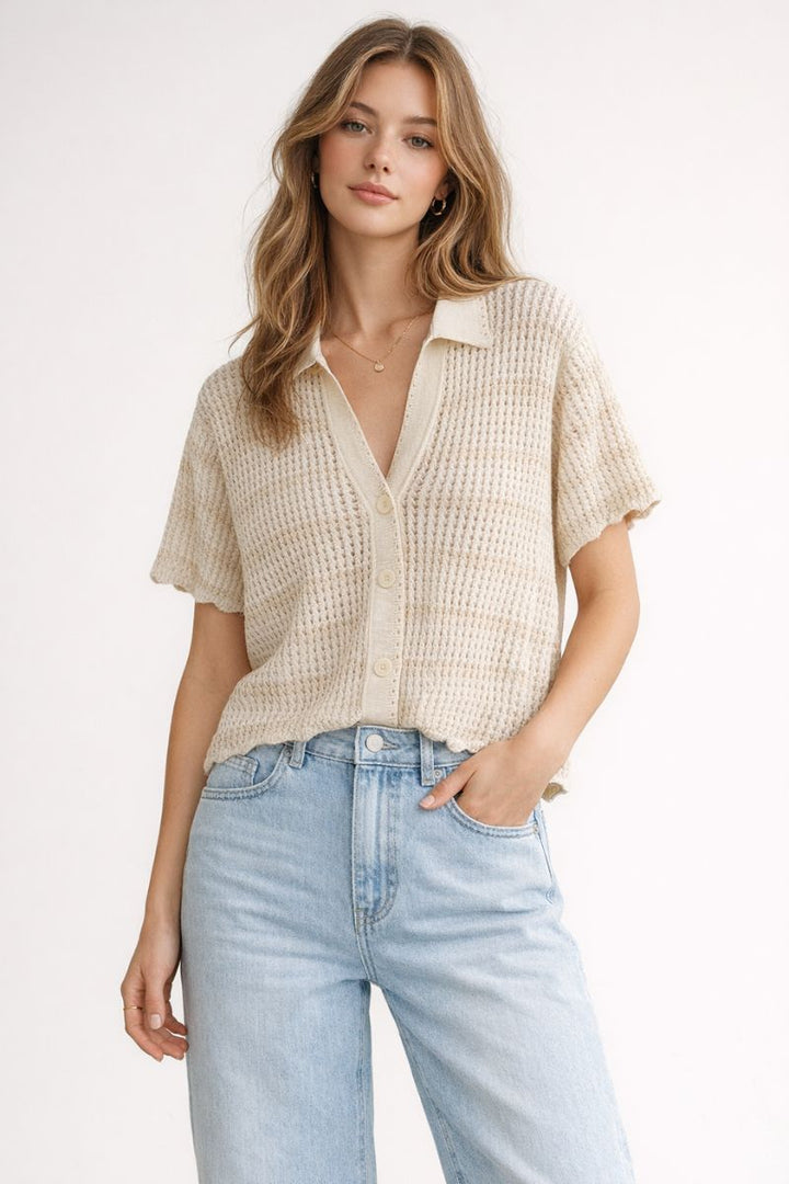 Une Knit Cardigan in Ecru by Mos Mosh in XS / Ecru