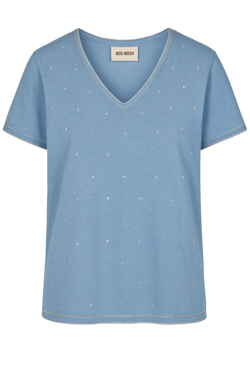 Mos Mosh 1635650MW2 Main Deco Tee in Cashmere Top Blue front view