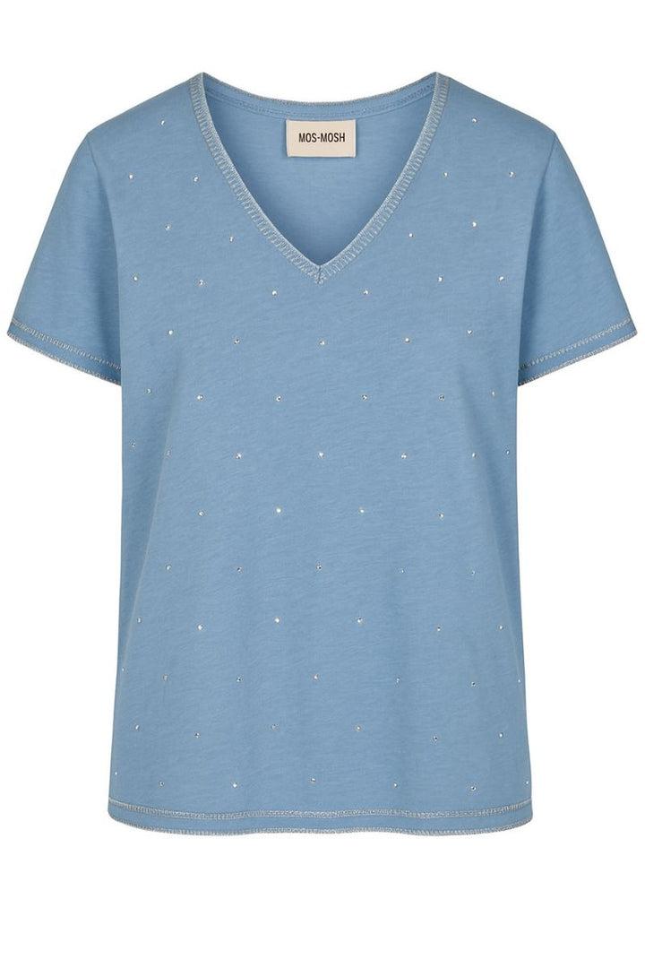 Main Deco Tee in Cashmere Top Blue by Mos Mosh in S / Chambray