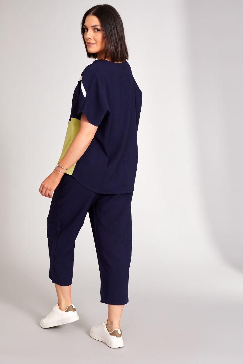 3 Tone top in Navy S24227 by Peruzzi